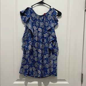 Blue Floral Ruffle Dress